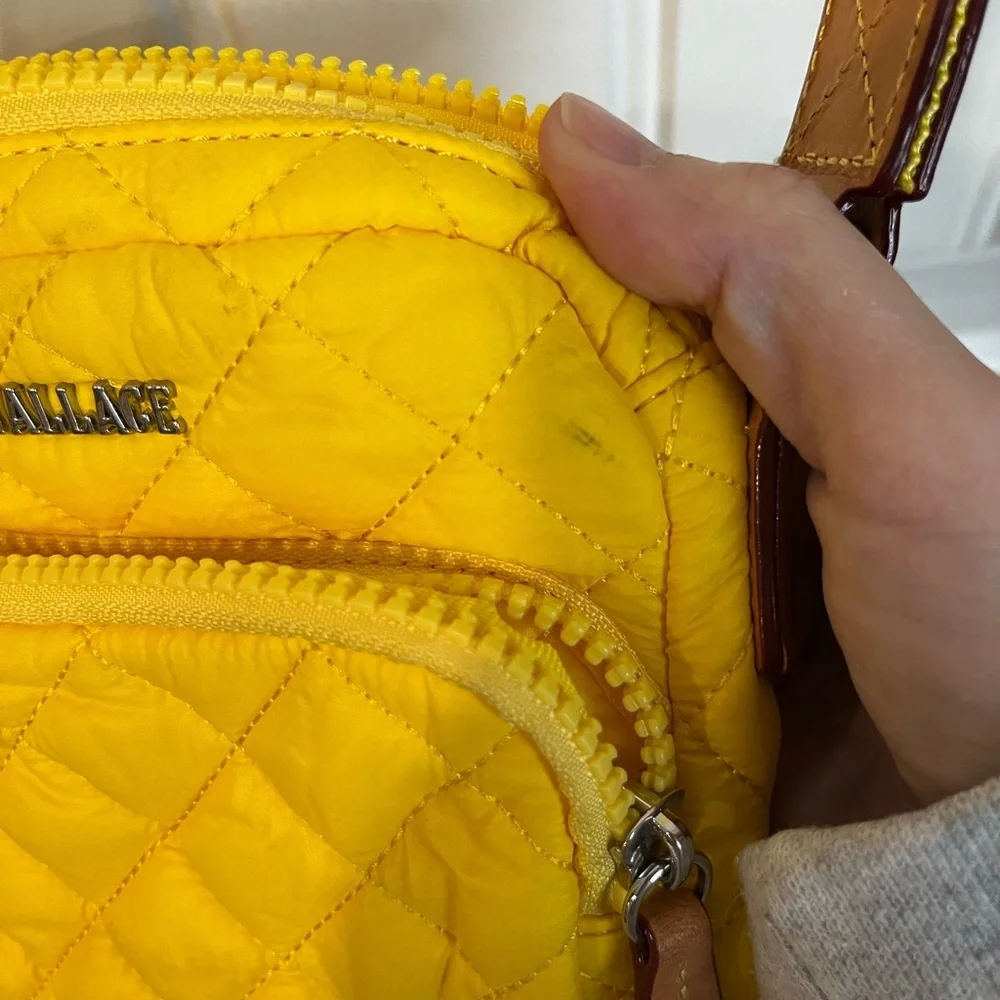 MZ Wallace Metro Quilted Nylon Crossbody Bag Bright Yellow - Picture 7 of 11